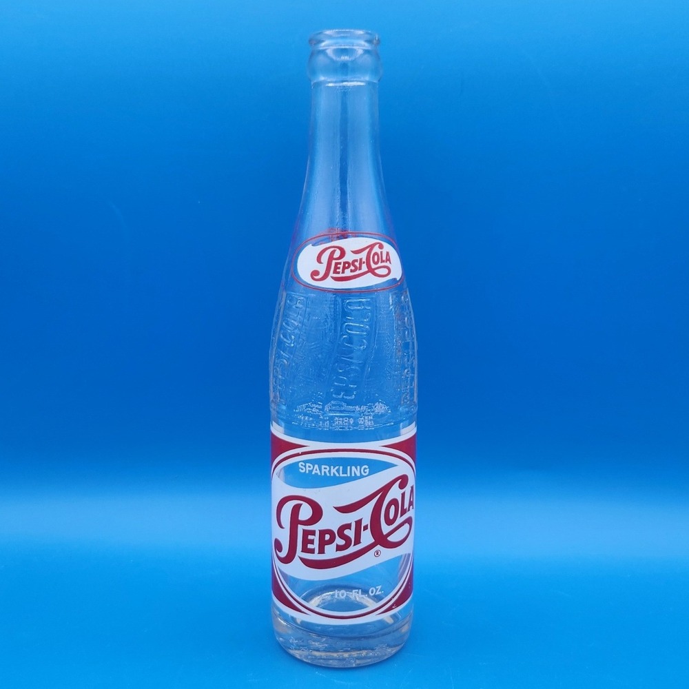 Vintage Sparkling Pepsi-Cola Glass Bottle 10 oz NY Temperglas Red & White Logo